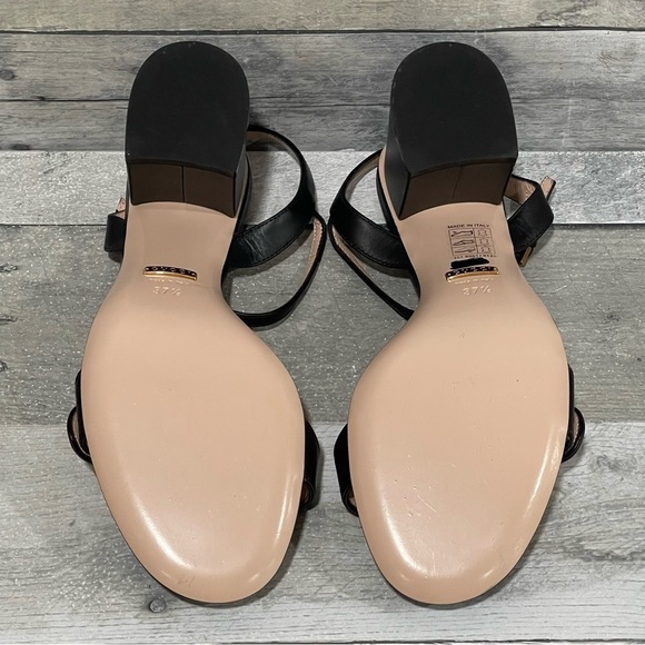 GUCCI Double G gold-toned hardware Leather mid-heel sandal Sz- 7.5 US / 37.5 .EU - Picture 7 of 10